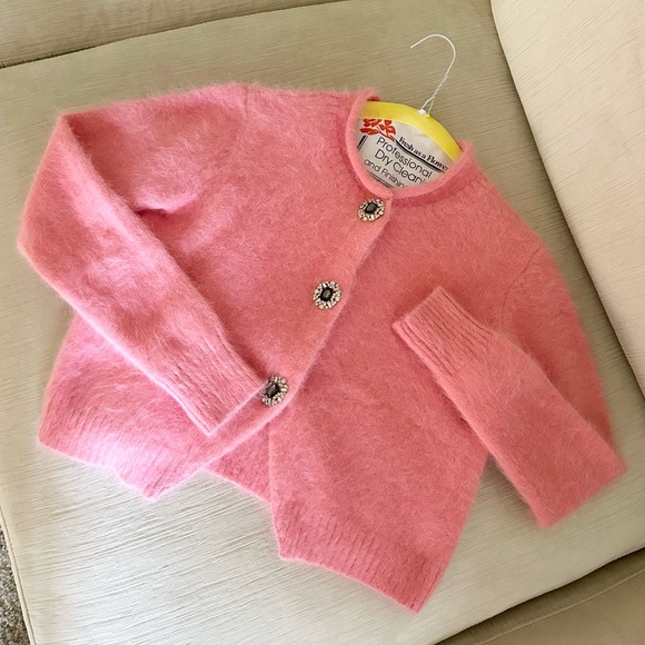 Women pink faux rabbit fur sweater - Picture 4 of 12